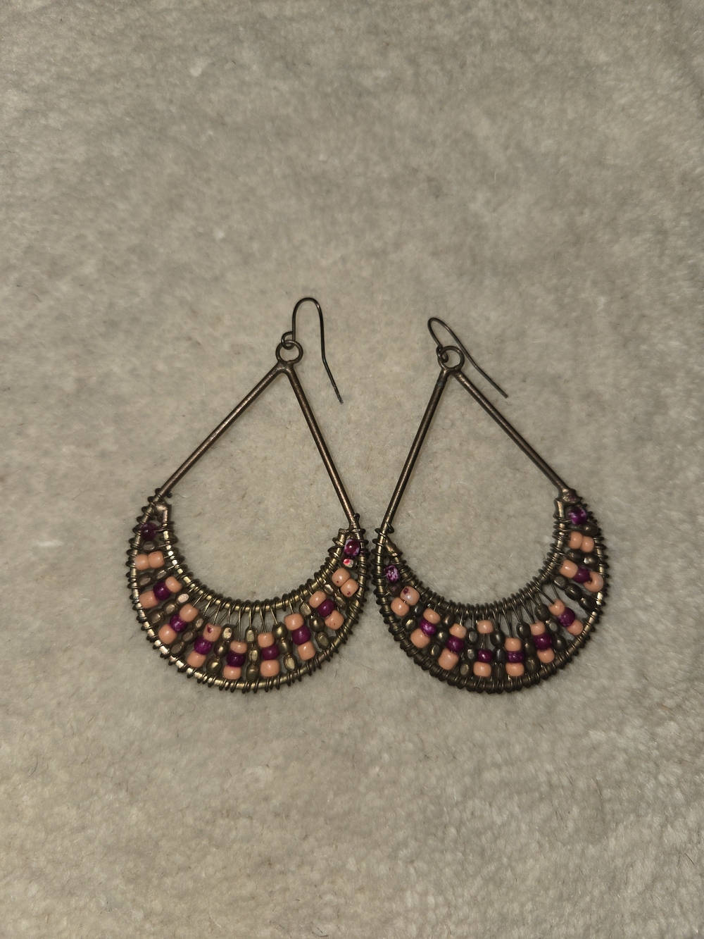Orange Vintage Beaded Hoop Earrings
